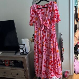 Floral Pink and Orange Dress